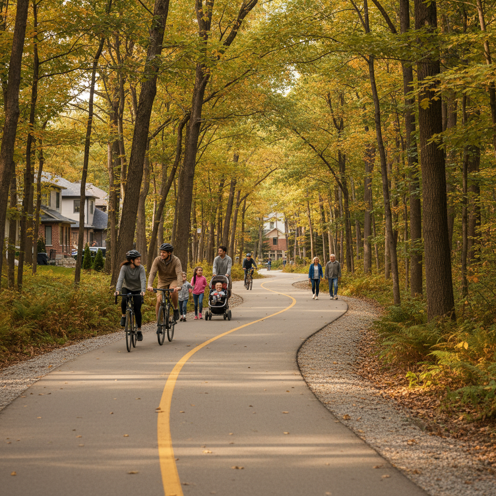 A multi-use trail through an Ontario park